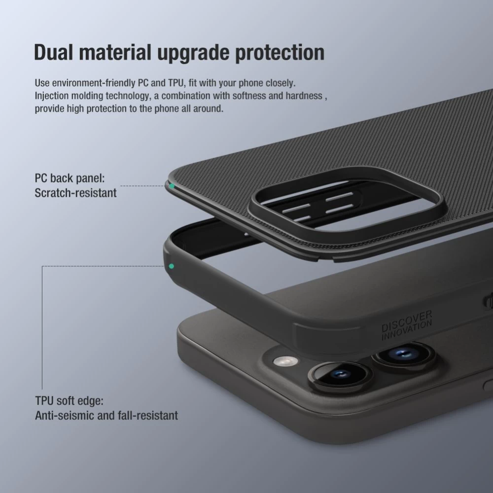 Apple iPhone 15 Pro Max telefona vāciņš melns NILLKIN SUPER FROSTED SHIELD PRO